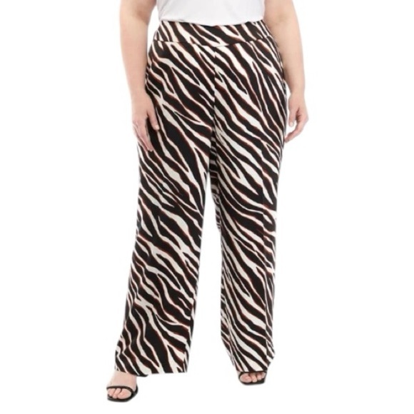 NWT-Plus Size‎ Zebra-Print High-Rise Wide-Leg Pants - Picture 1 of 11